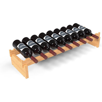 Wine Stack 9 Bottle Bamboo Stackable Rack