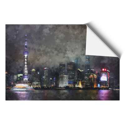 Shanghai Skyline Painting - Frameless Print