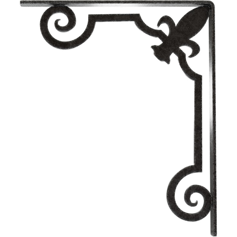 Support en fer forgé Fleur De Lis, H 15 po x l 1,5 po x p 12 po, Étain antique