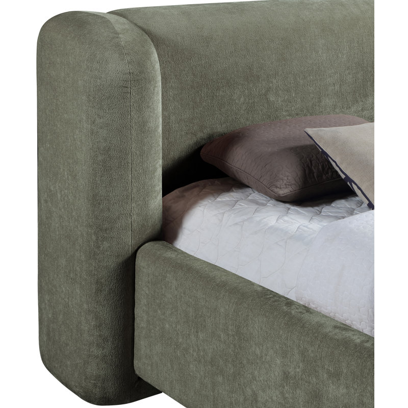 Lit en tissu Modena Jadeth Chenille, Green Chenille Fabric, Très grand