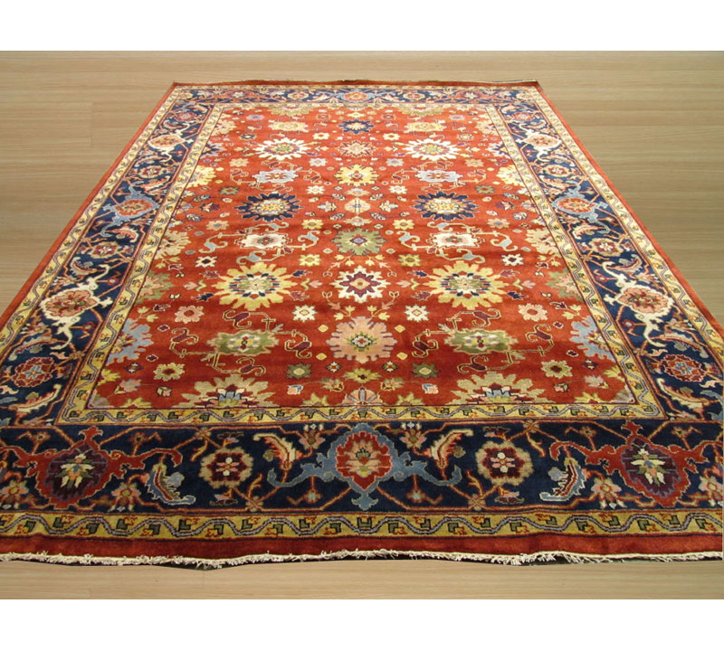 Lahar Hand-Knotted Rust Area Rug, Rectangle 8' x 10'
