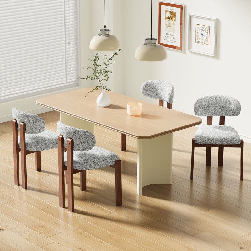 Chaise rembourrée en bois massif avec dossier ergonomique rembourré, Gris clair