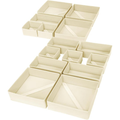 Ensemble de 15 tiroirs de rangement pour vêtements - Organisateur de sous-vêtements, de chaussettes et de soutien-gorge pliables avec bacs de rangement en tissu non tissé pour l'organisation de commode, garde-robe et garde-robe