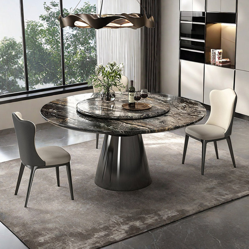 Table de salle à manger ronde moderne en marbre simple, H 29,52 po x L 53,14 po x l 53,14 po