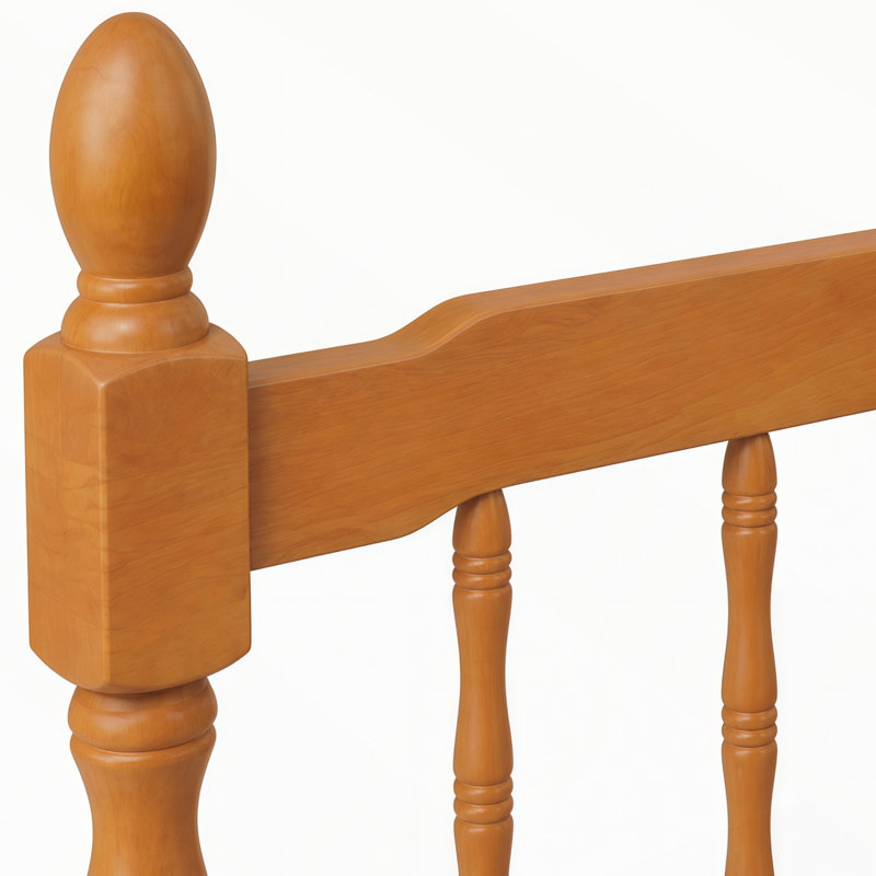 Lit plateforme en bois avec tête et pied de lit à fuseaux, Twin, Walnut