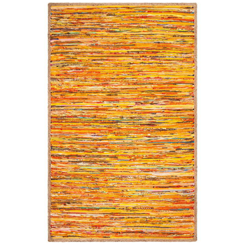 Naveen Hand Woven Cotton And Jute Abstract Rug, Rectangle 3' x 5'