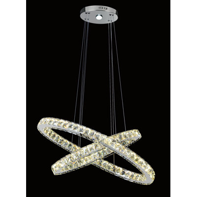 Luminaire suspendu en cristal 2 lumières DEL Modern