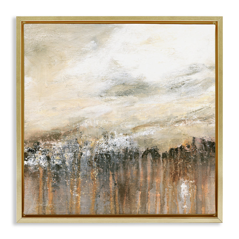 Dynamic Abstract with Drip Pattern, 18" H x 18" W, Metallic Gold Floater Frame