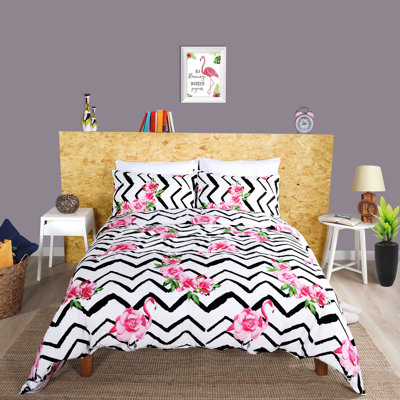 Flamingo Microfiber Duvet Cover Set with Pillowcases