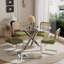 1 table de salle à manger en verre trempé et 4 chaises en porte-à-faux en velours-2141745560-2141745541
