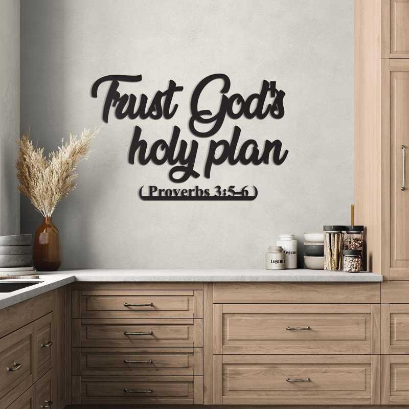 «Trust God God Plan», art mural en métal, Proverbes 3: 5-6, verset de la Bible, décoration de cuisine chrétienne, écriture murale, cadeau religieux