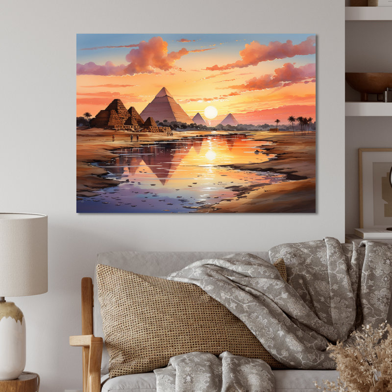 Pyramide égyptienne des merveilles antiques I - impression sans cadre sur métal, H 12 po x l 20 po x P 1 po