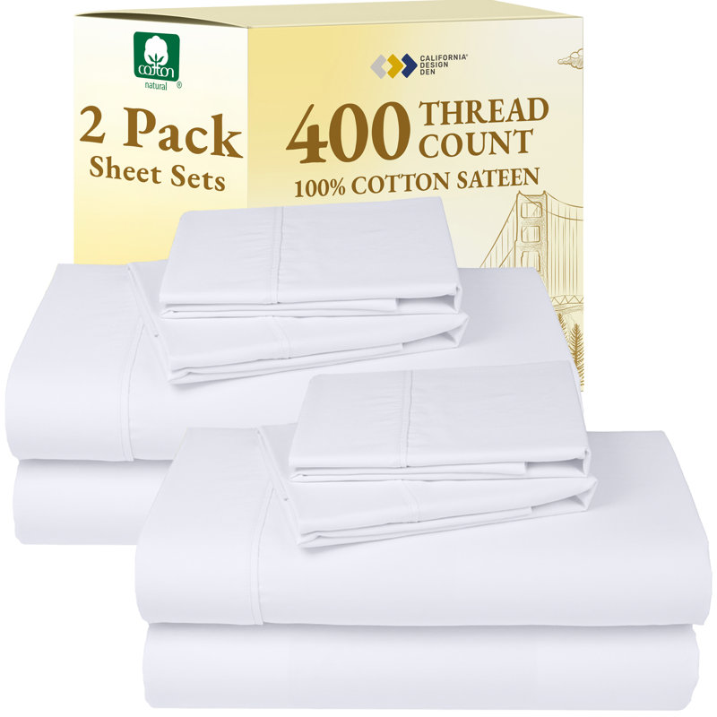 Ensemble de 2 ensembles de draps California, Full (Pack of 2), White