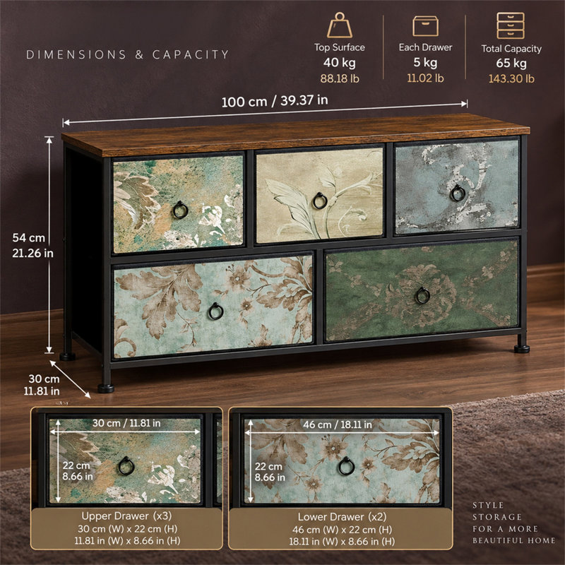 5 Drawer Storage Drawer