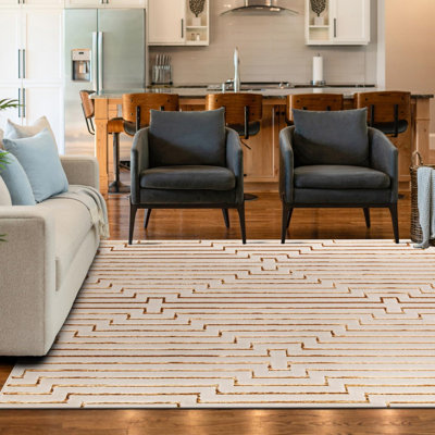 Latitude Run® Mirage Nikica Rug White and Gold