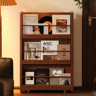 Bibliothèque standard en bois massif noyer moderne