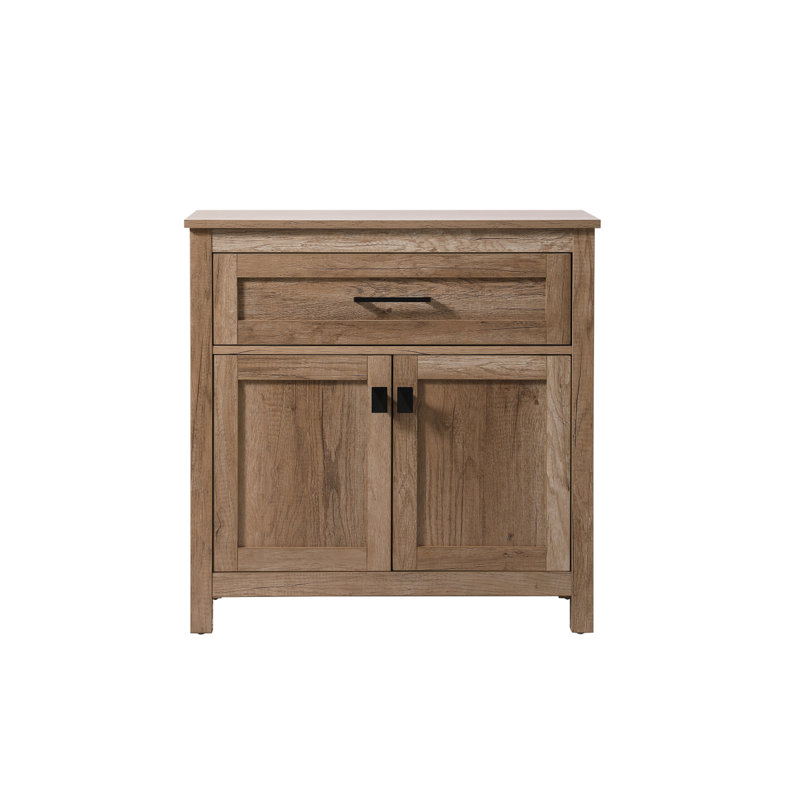 Destinyann Bathroom Cabinet, Natural Oak/Matte Black