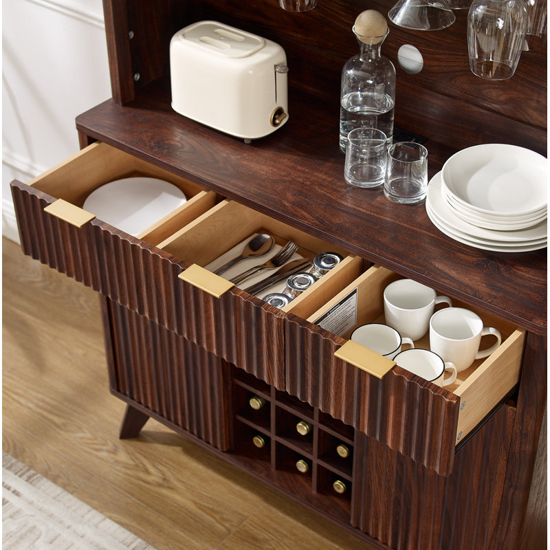 Bar 72 "avec lumières DEL, porte-bouteilles et armoires, Brun