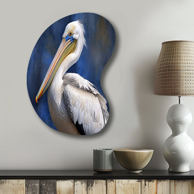 Majestic Pelican Seabird V - Pelican Irregular Shape Metal Wall Art, Modern Asymmetrical Metal Art Print