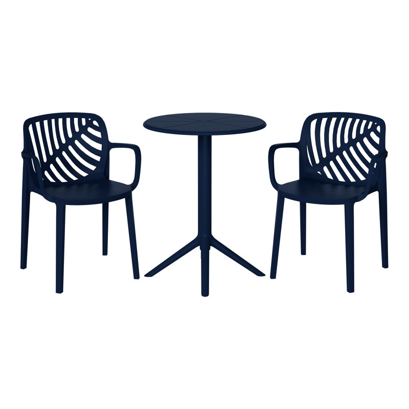 2-Person Outdoor Round Dining Set, Navy