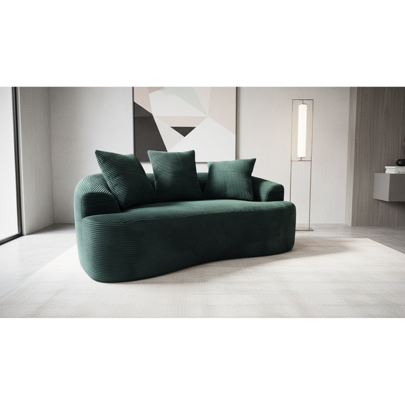 Coussins incurvés de 171 cm (67,27 po), couleur foncée, à ressorts ensachés, 3 coussins décoratifs, idéal pour les chambres à coucher, expansion et reprise rapides