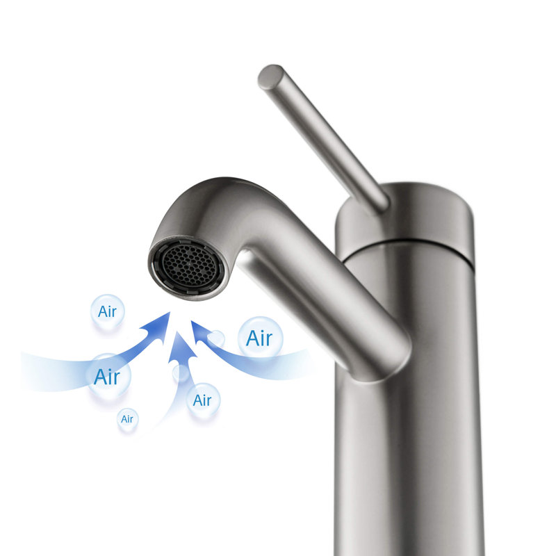 Circular Single-handle Bathroom Faucet, Brushed Nickel, Drain Assembly Included