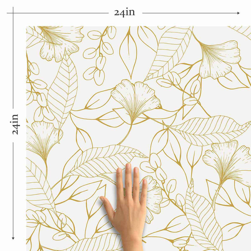 Panneau de papier peint adhésif fleur, L 126 po x l 24 po