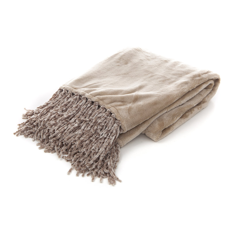 Plush Woven Throw Blanket, Beige