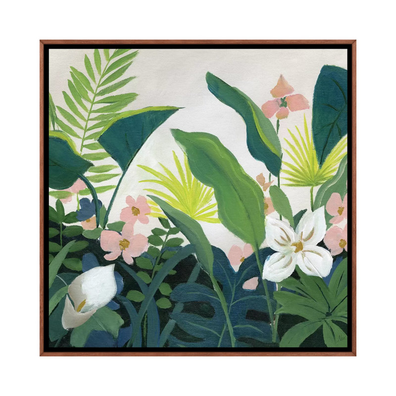 «Tropics» par Nan - reproduction imprimée, Cadre brun classique, H 26 po x l 26 po x P 1,5 po