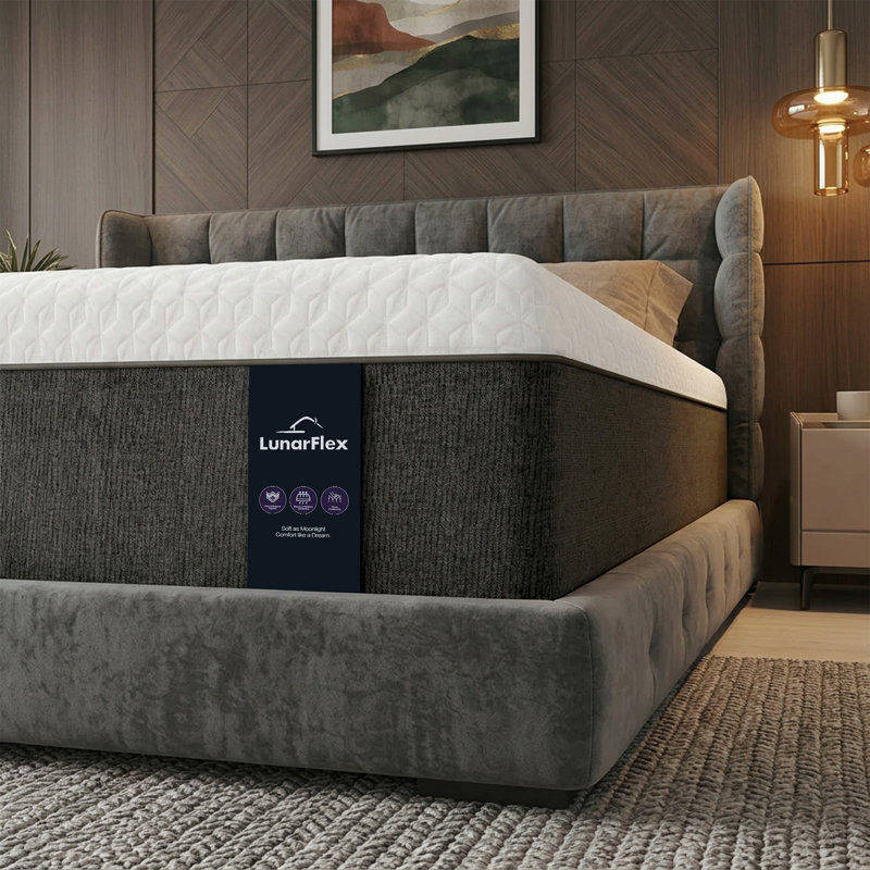 Matelas hybride à ressorts ensachés de 12 po à fermeté moyenne et haute résilience dans une boîte certifié CertiPUR-US et OEKO-TEX®