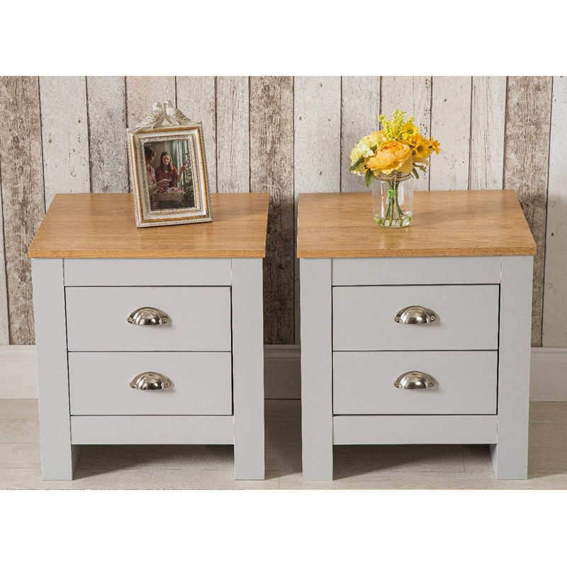 Amarelis 45cm W Manufactured Wood Bedside Table, Gray