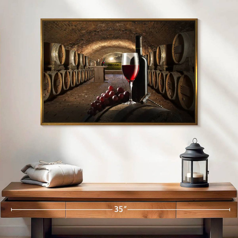 Winery, 25 po x 17 po, Cadre flottant doré