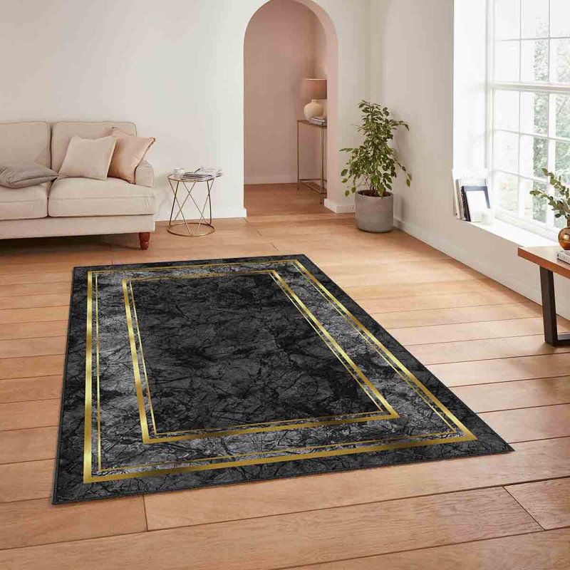 Stylish Woven Area Rug, 4.6 x 7.2 Feet, 100% Polyester, 740 g/m² | Non-Slip Felt Dot Underside, Easy to Clean, Machine Washable at 86°F | Perfect for Living Room, Bedroom, and Dining Areas, Durable & Elegant Design
