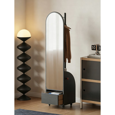 Portemanteau contemporain en bois massif avec miroir