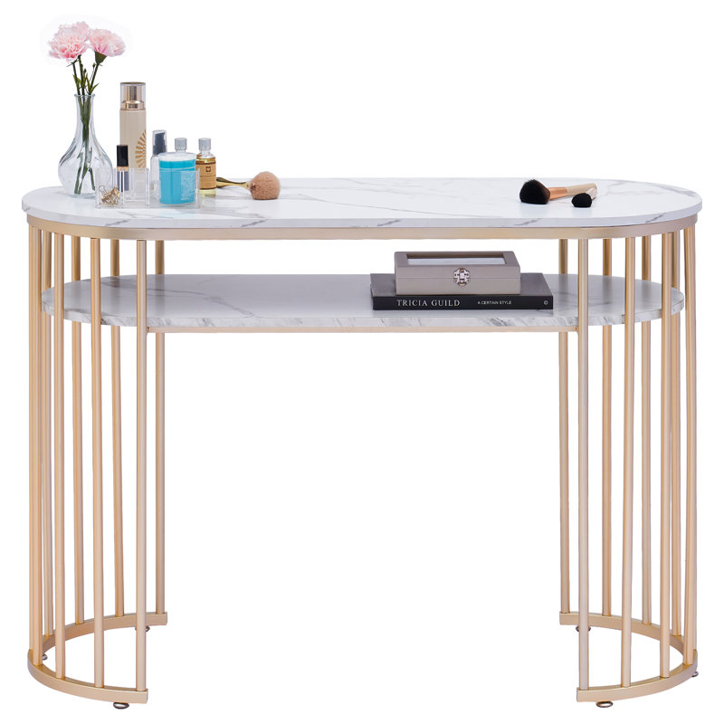 Modern Manicure Table, Nail Desk with Metal Frame