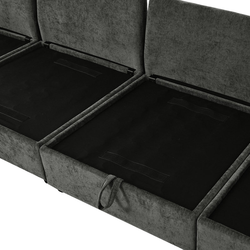 Grey Chenille 4 Modular , 19.7'' Seat Height For Comfort In Chenille, Structure, Gray