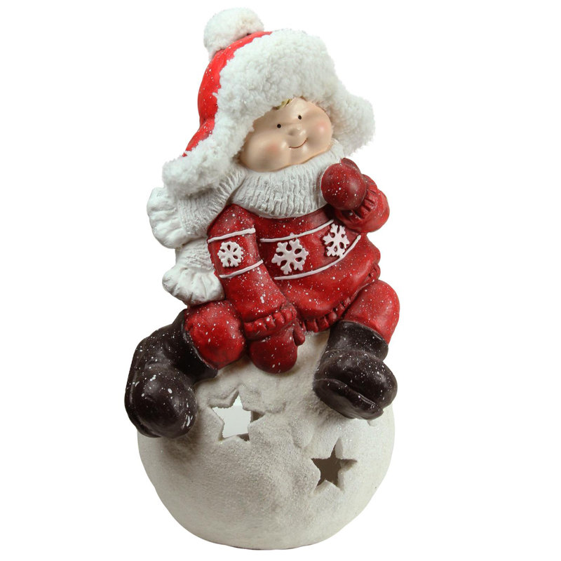 Porte-bougie 19,25 po Boy on a Snowball Christmas