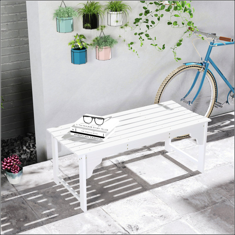 Banc de jardin en bois, Blanc / Blanc