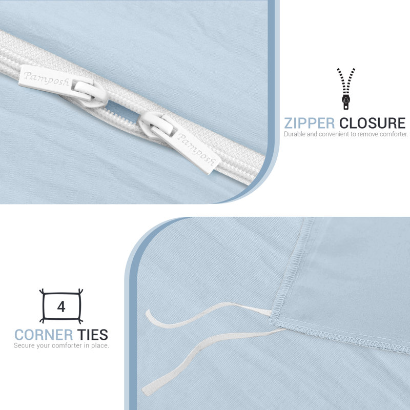 Microfiber Solid Colour Duvet Cover Set, Single (135cm x 200cm), Blue