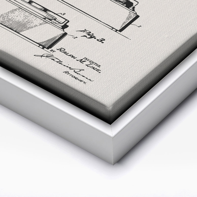 Schéma du tourne-disque, Canvas, 24"H x 32"W, White Framed