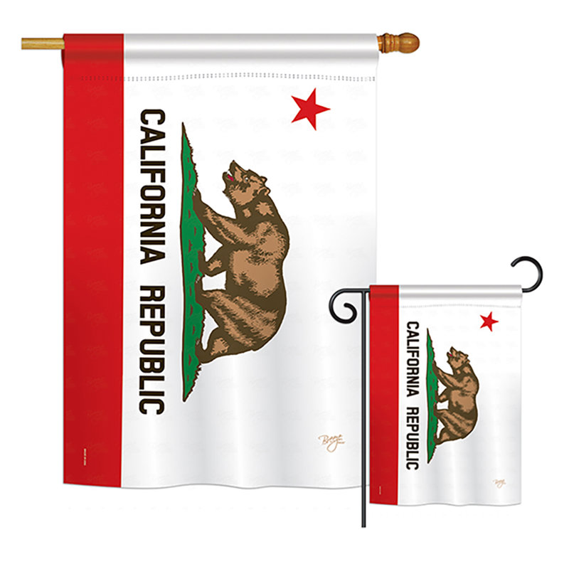 Ensemble de 2 drapeaux en polyester vertical décoratif états-unis 2 pièces california state