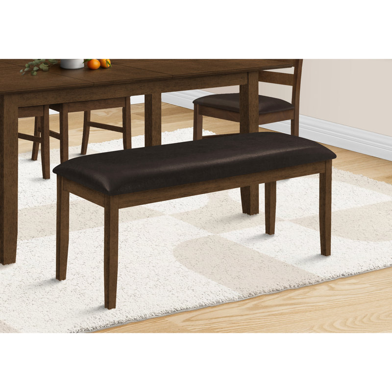 Banc 48 po rectangulaire en bois massif - siège brun pour salle à manger et couloir dans différentes pièces rembourrées en mousse