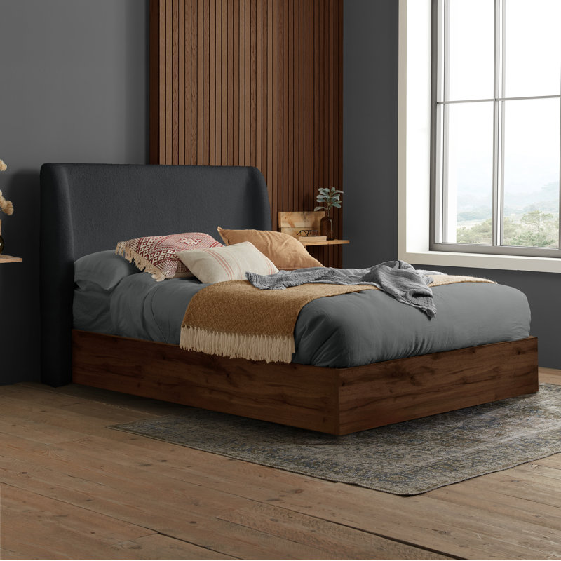 Farhat Upholstered Platform Bed, Kingsize (5'), Grey