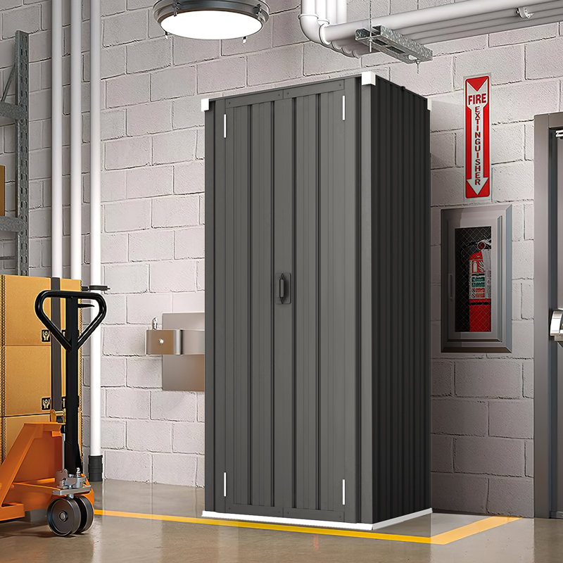 Metal Single Storage Cabinet ( 177.5cm H x 75.9cm W x 55.6cm D), Grey