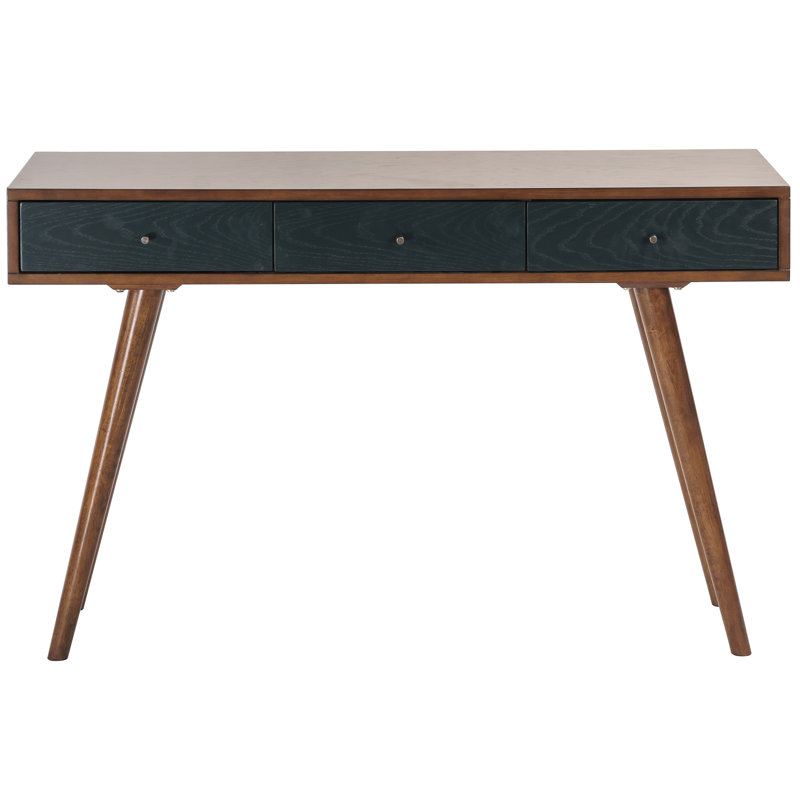 Bureau d'écriture 3 tiroirs Laila, Pacane / bleu marine
