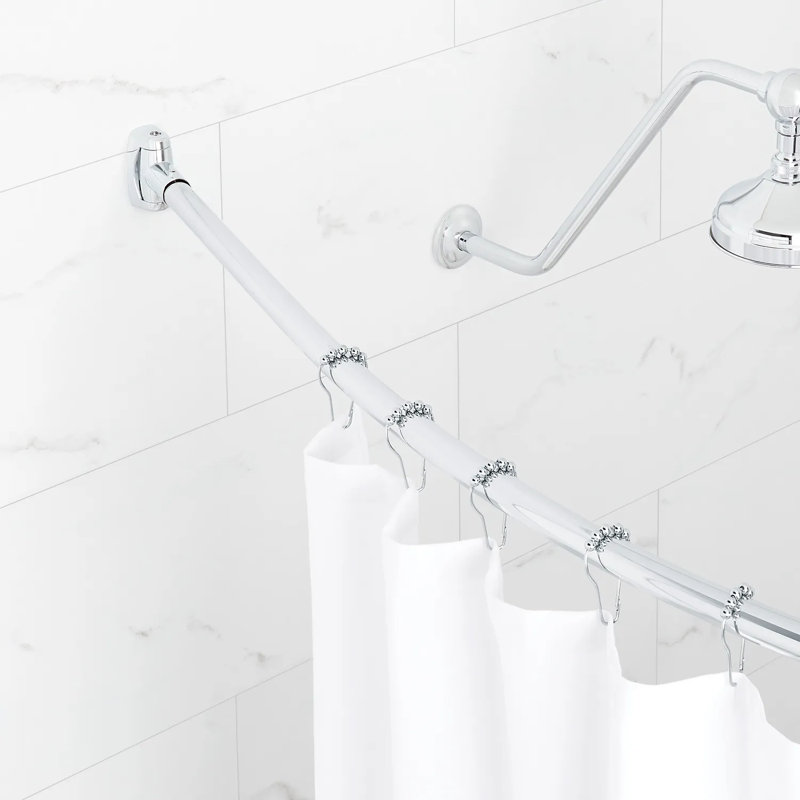 60" Brass Curved Shower Curtain Rod, Chrome