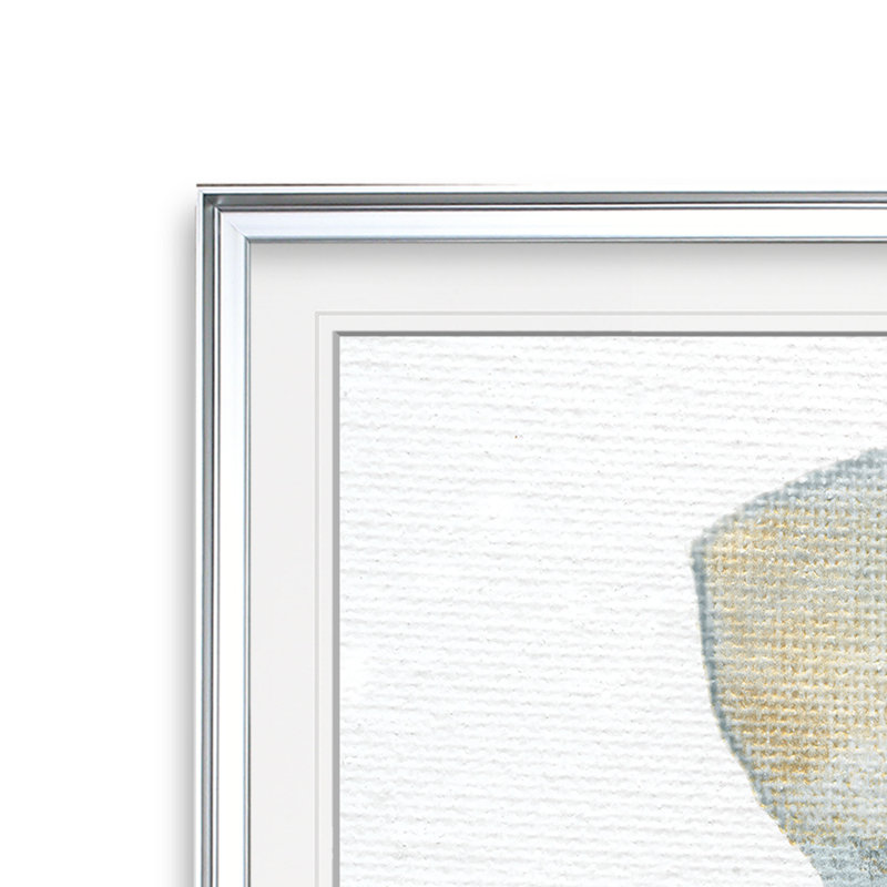 «Sand and Sky III», peinture, H 16 po x l 16 po x p 1,5 po, Cadre argenté