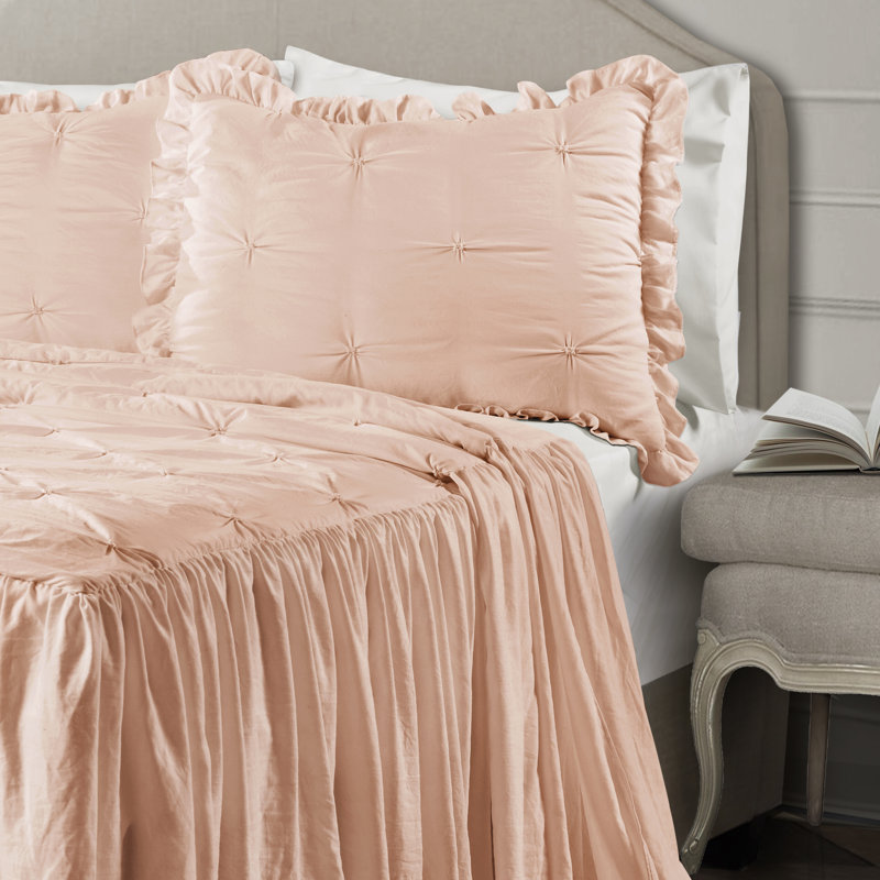 Ivory Queen Microfiber Ruffle Skirt Bedspread & Sham Set