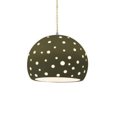 Luminaire suspendu 1 lumière Donati - jaune pâle - laiton antique - l 12,25 po x H 9,25 po - ampoule remplaçable - cordon torsadé beige