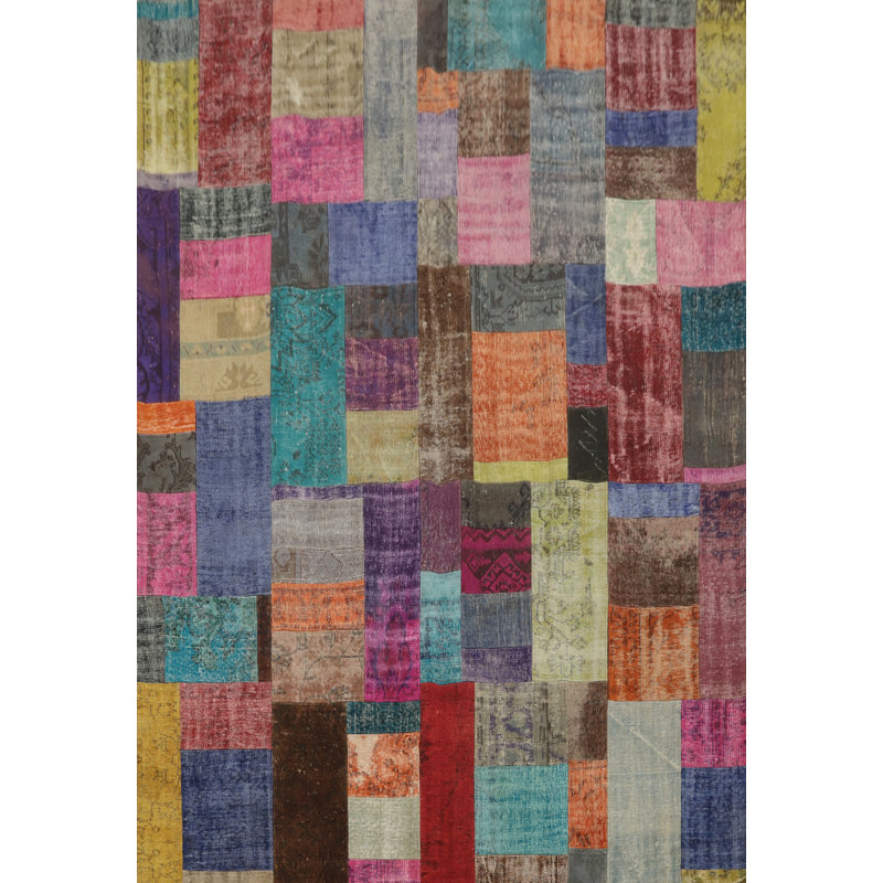 Tapis à motif géométrique patiné 8 x 10